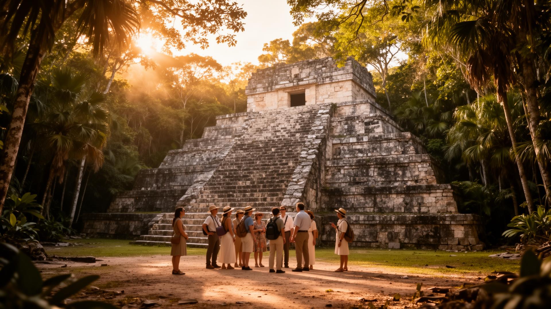 Ancient Mayan ruins in the Yucatán jungle